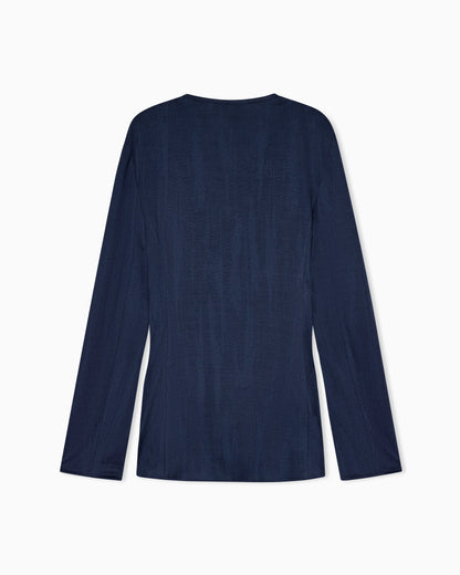 Blazer regular fit jacquard viscose jersey smocked waist