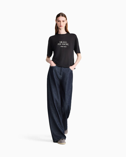 T-shirt oversized lightweight jersey placed print