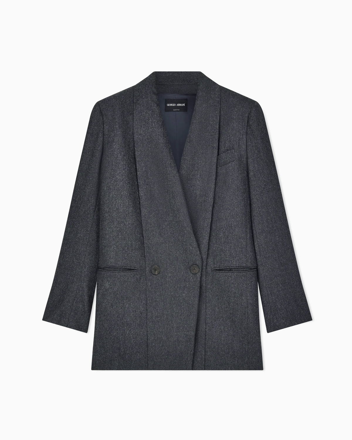 Blazer doppiopetto in flanella di lana vergine e cashmere