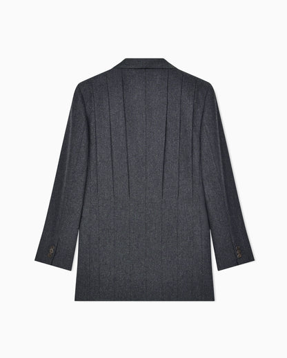 Blazer doppiopetto in flanella di lana vergine e cashmere