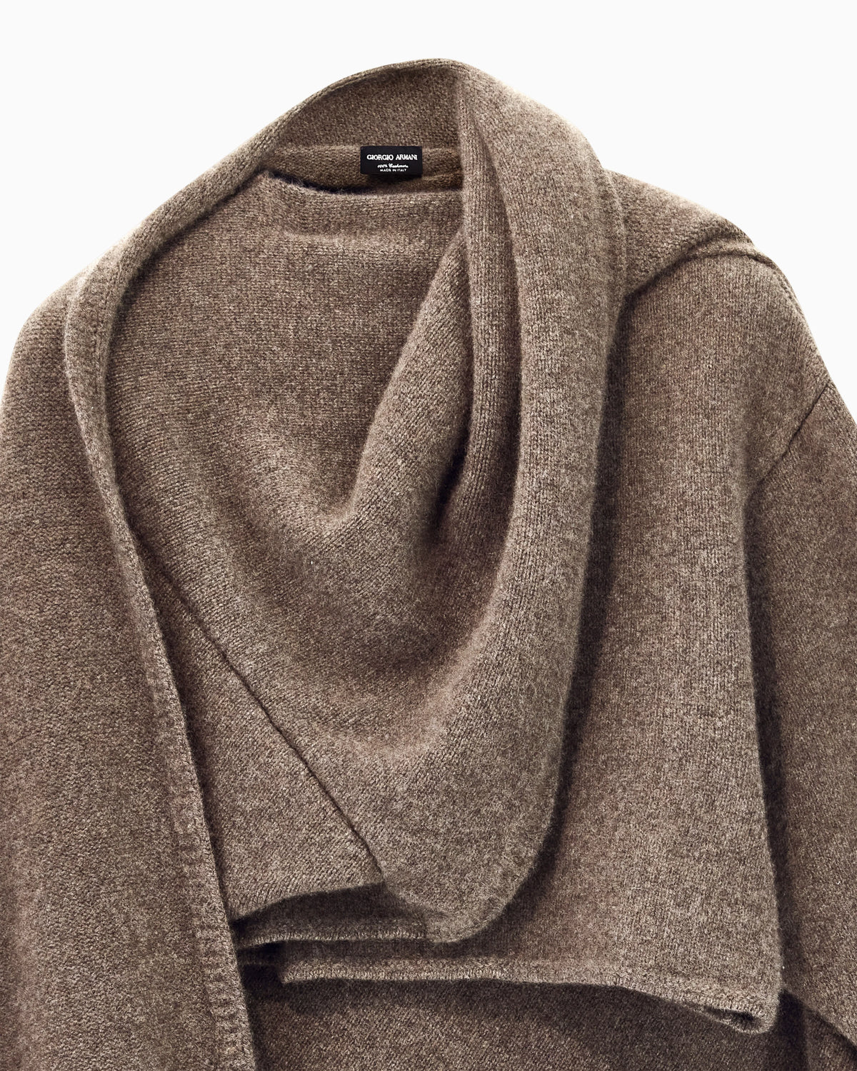 Asymmetrical cashmere cardigan with draped collar