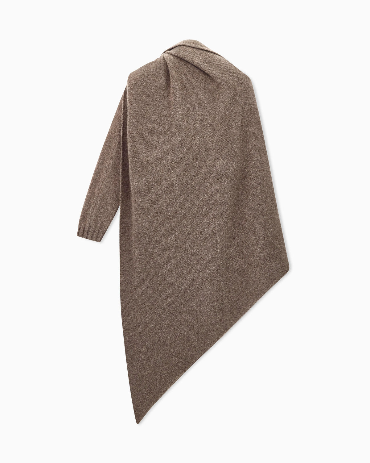 Asymmetrical cashmere cardigan with draped collar