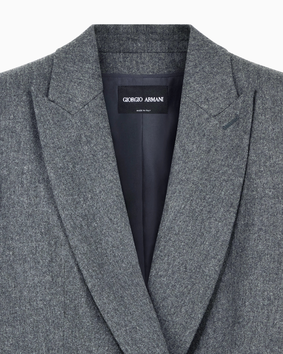 Double-breasted jacket in virgin wool flannel and cashmere