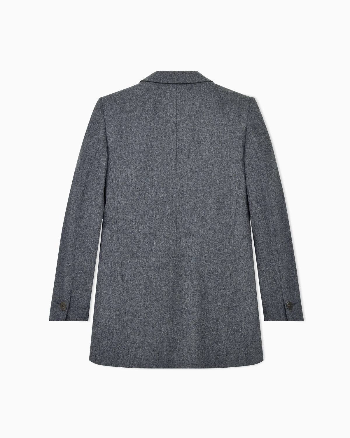 Double-breasted jacket in virgin wool flannel and cashmere