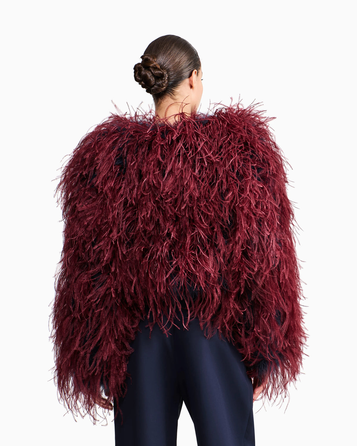 Silk and Mohair Wool Jacket with Feather Details