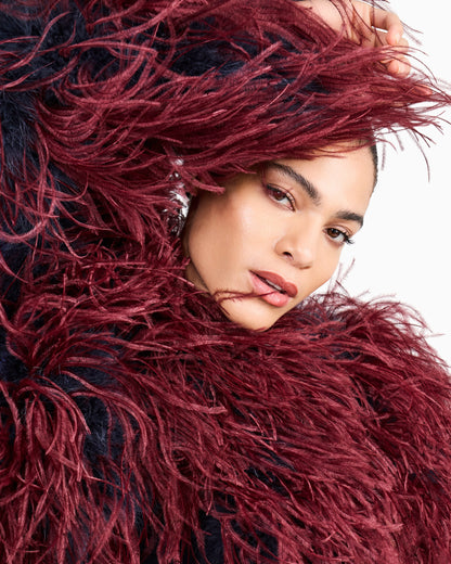 Silk and Mohair Wool Jacket with Feather Details