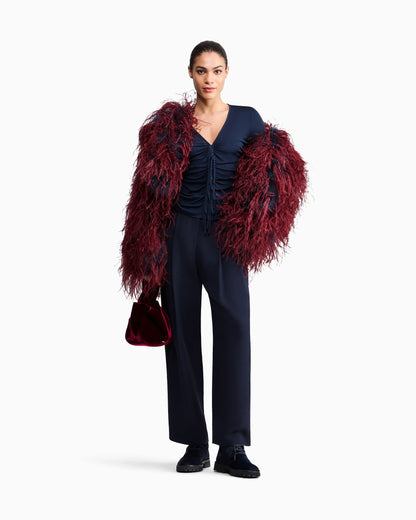 Silk and Mohair Wool Jacket with Feather Details