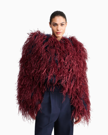 Silk and Mohair Wool Jacket with Feather Details