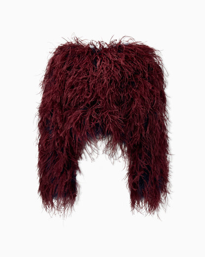 Silk and Mohair Wool Jacket with Feather Details
