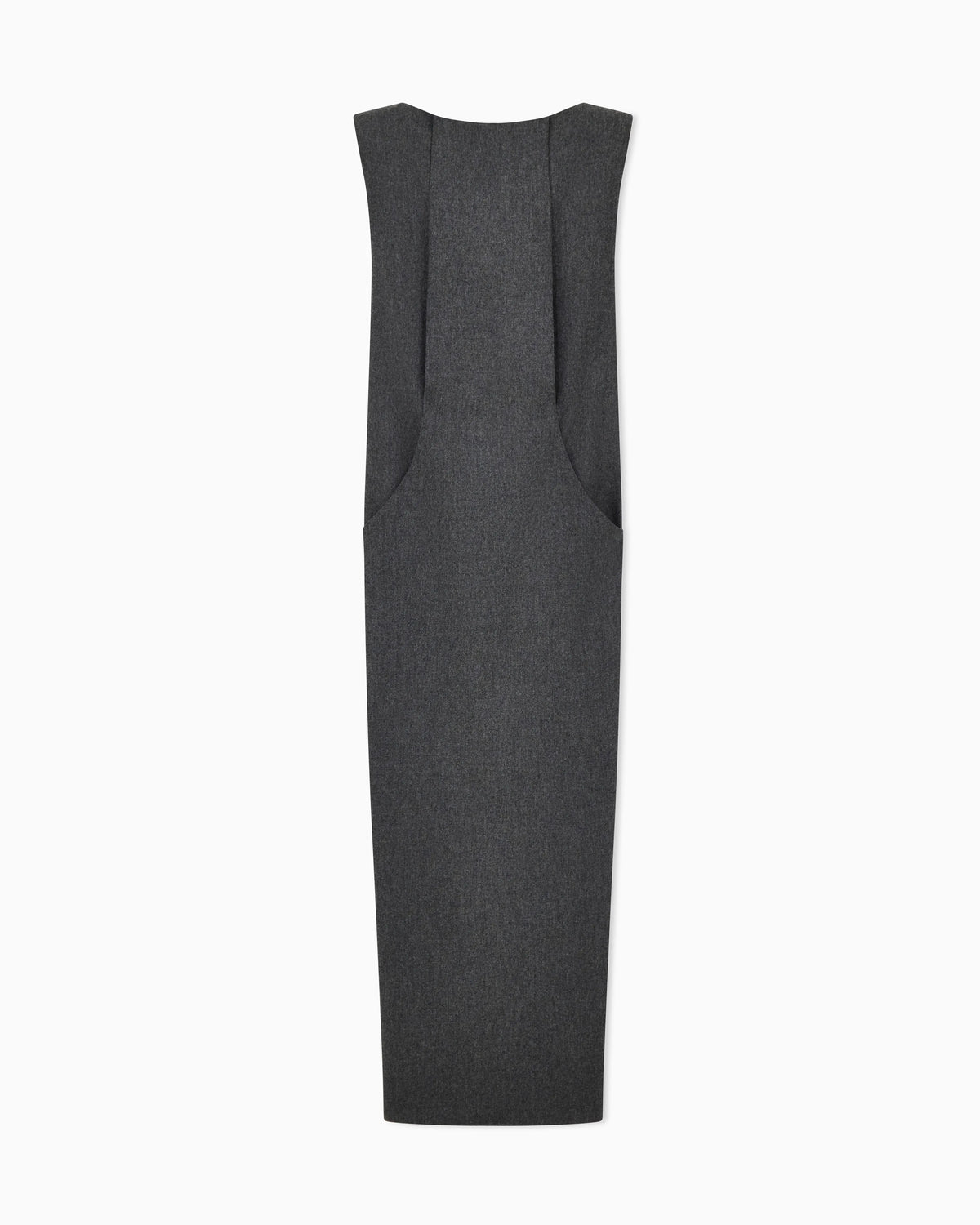 Sleeveless long dress in wool and cashmere flannel