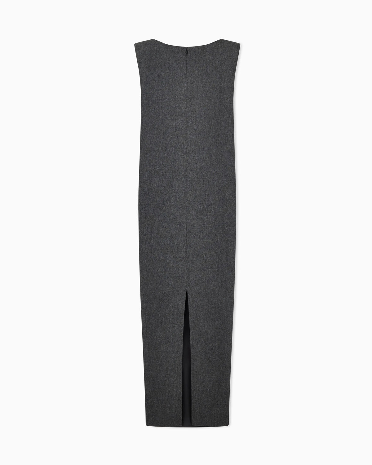 Sleeveless long dress in wool and cashmere flannel