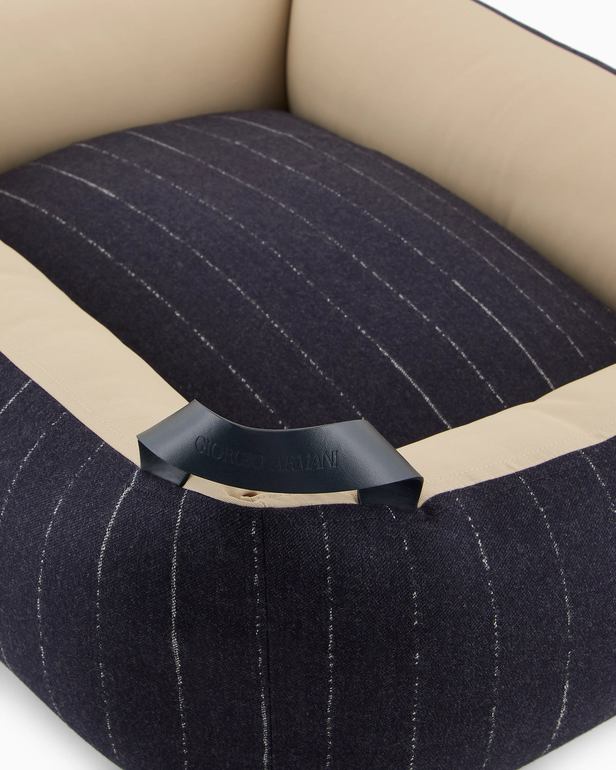 Pet bed in washable pinstriped virgin wool Poldo x Giorgio Armani