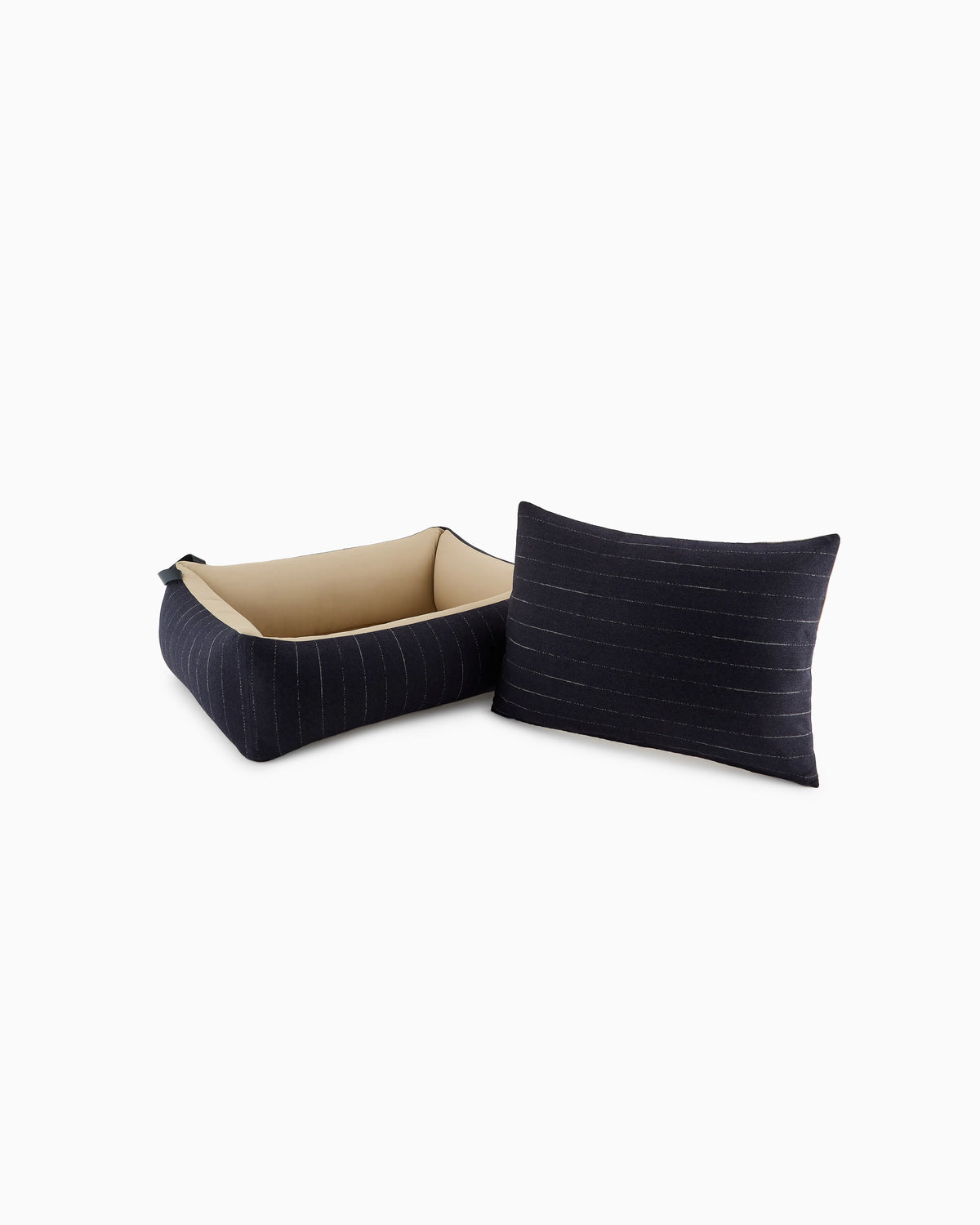Pet bed in washable pinstriped virgin wool Poldo x Giorgio Armani