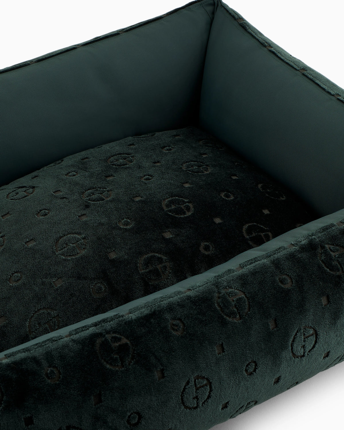 Monogram dog bed in jacquard velvet with handle Poldo x Giorgio Armani