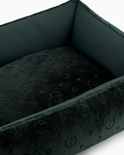 Monogram dog bed in jacquard velvet with handle Poldo x Giorgio Armani