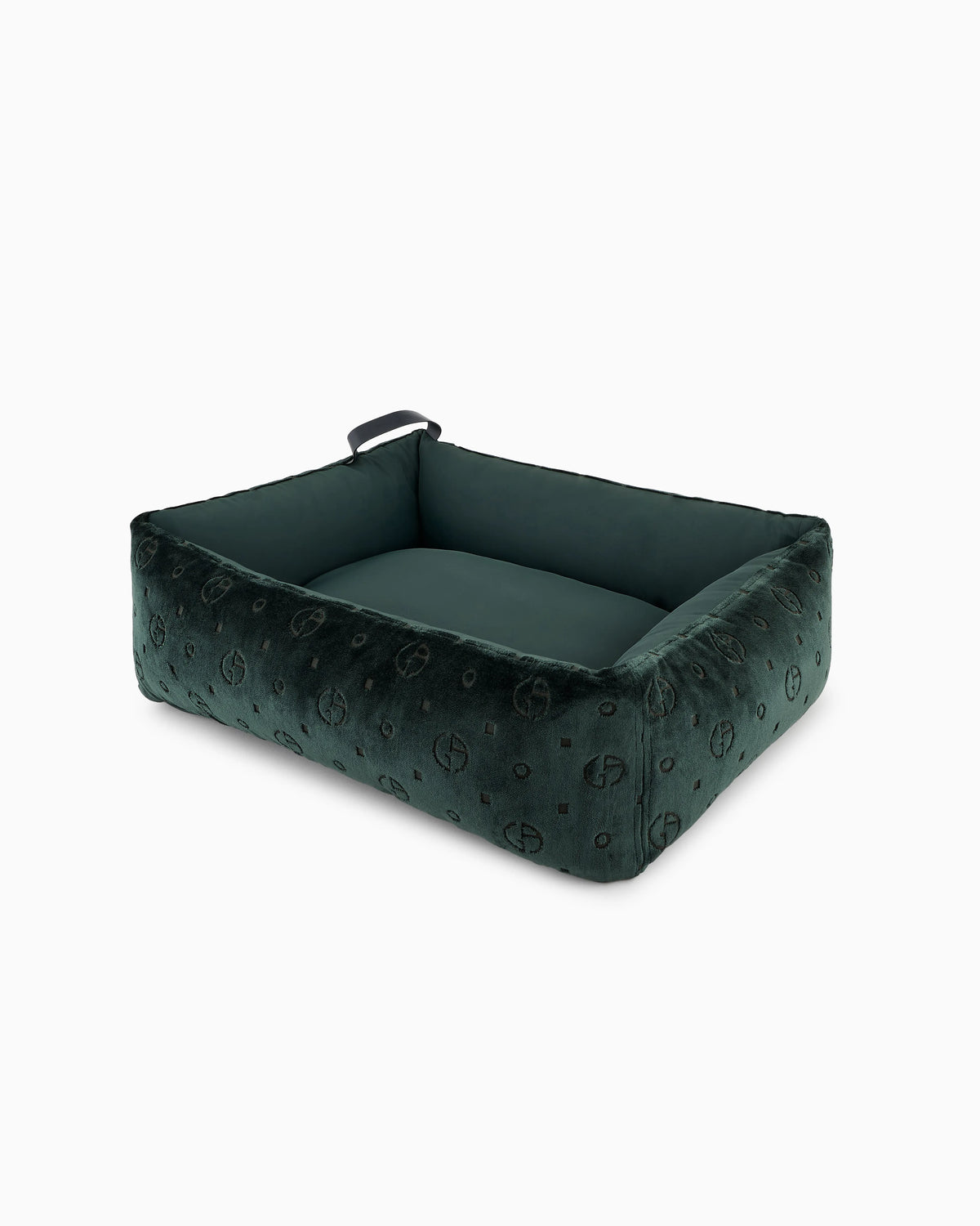 Monogram dog bed in jacquard velvet with handle Poldo x Giorgio Armani
