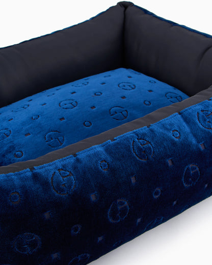 Monogram dog bed in jacquard velvet with handle Poldo x Giorgio Armani