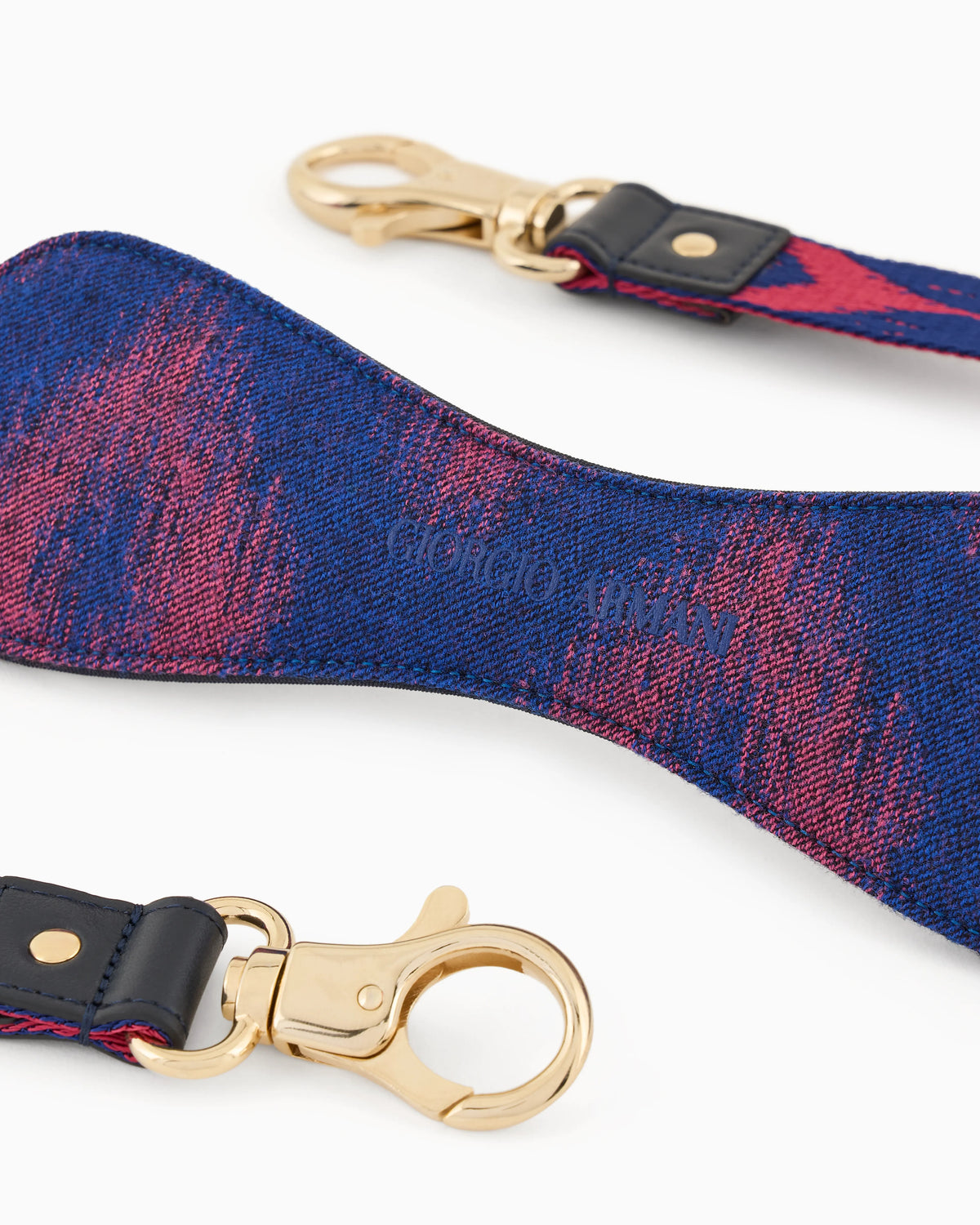Jacquard dog leash in ikat fabric with leather details Poldo x Giorgio Armani