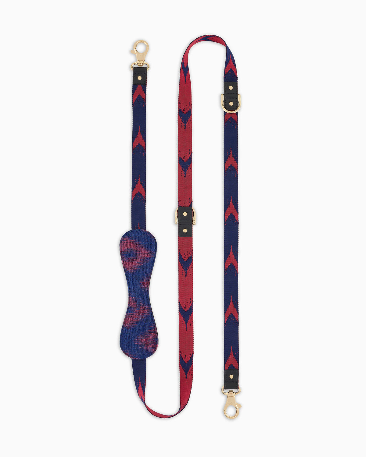 Jacquard dog leash in ikat fabric with leather details Poldo x Giorgio Armani