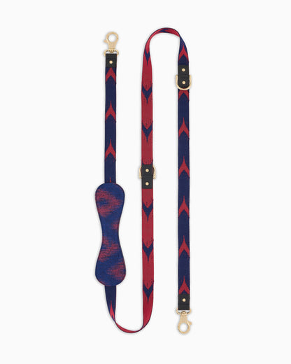 Jacquard dog leash in ikat fabric with leather details Poldo x Giorgio Armani