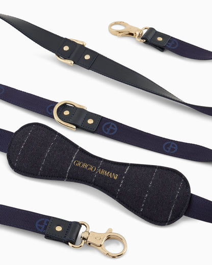 Pinstriped virgin wool and leather leash Poldo x Giorgio Armani