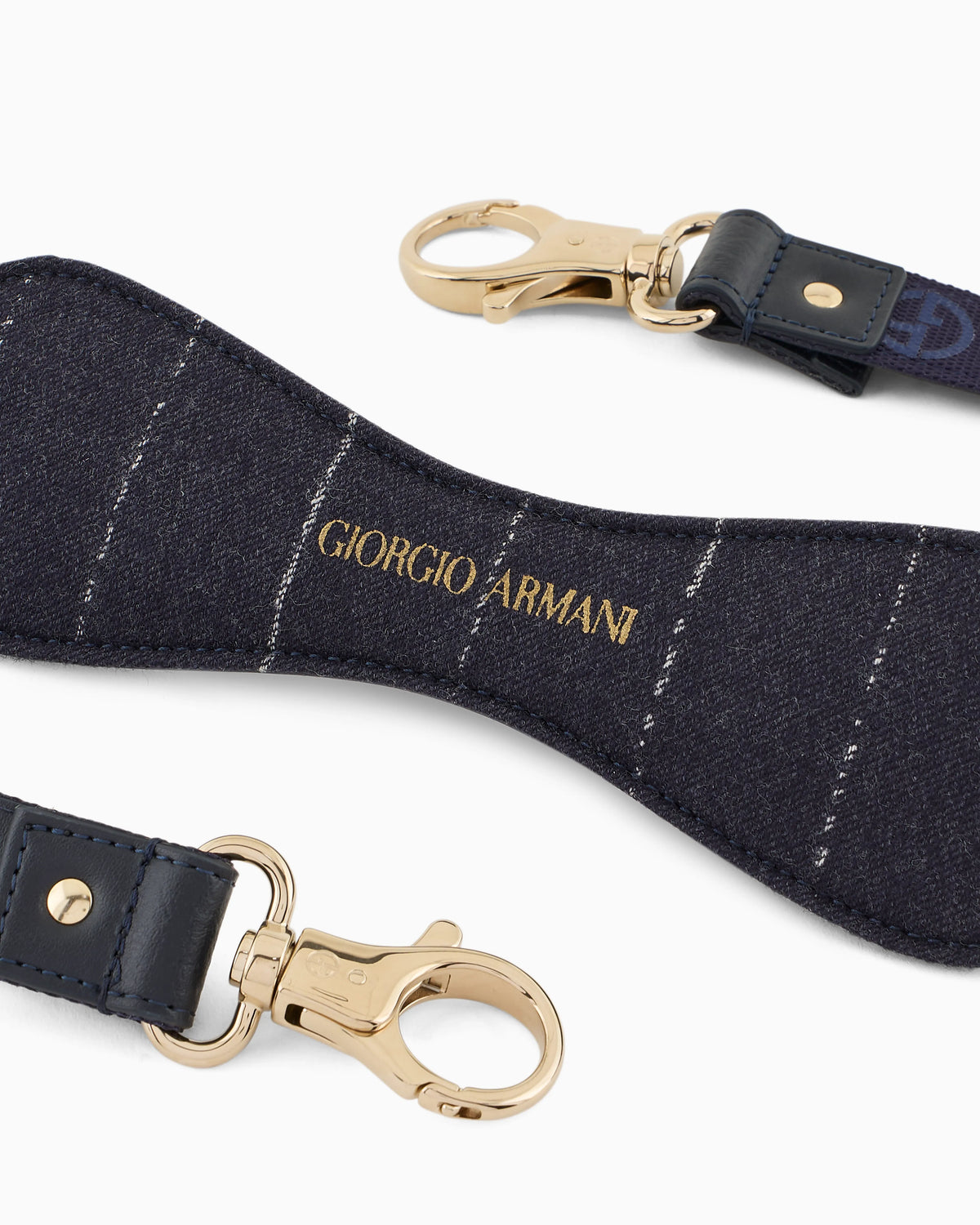 Pinstriped virgin wool and leather leash Poldo x Giorgio Armani