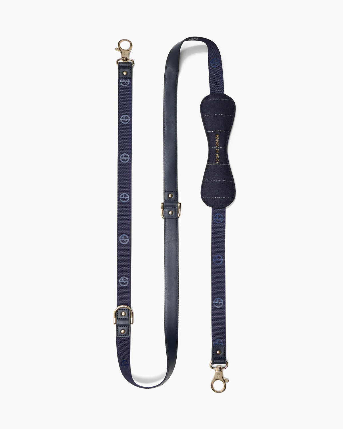 Pinstriped virgin wool and leather leash Poldo x Giorgio Armani