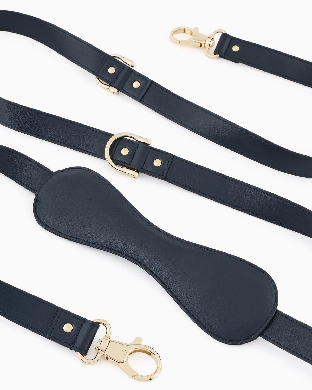 Leather leash with metal buckle and hot-stamped logo Poldo x Giorgio Armani