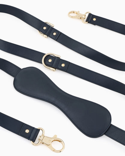 Leather leash with metal buckle and hot-stamped logo Poldo x Giorgio Armani