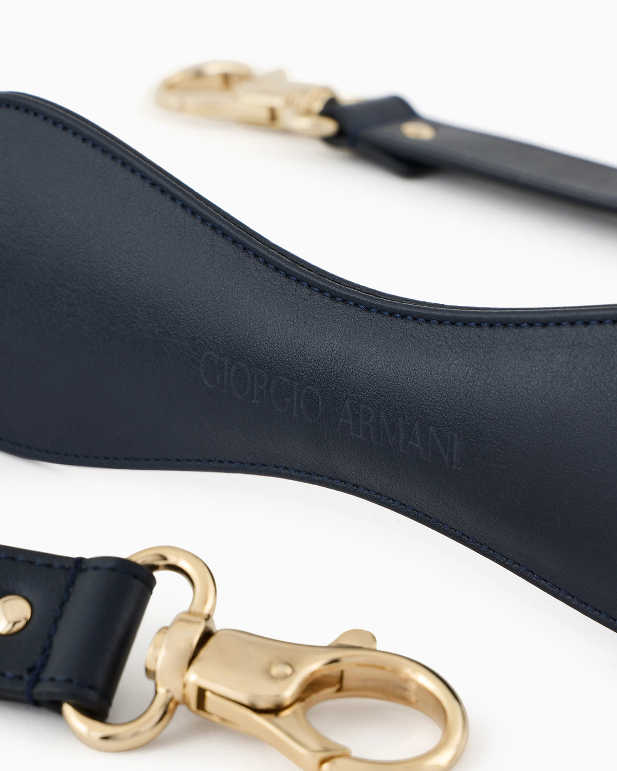 Leather leash with metal buckle and hot-stamped logo Poldo x Giorgio Armani
