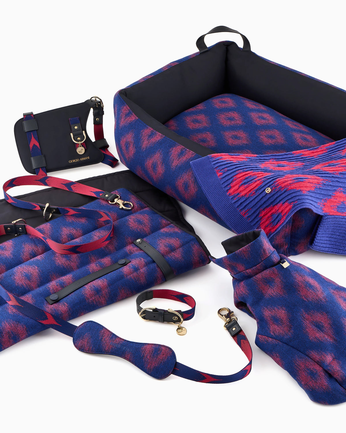 Ikat harness in jacquard with leather details Poldo x Giorgio Armani