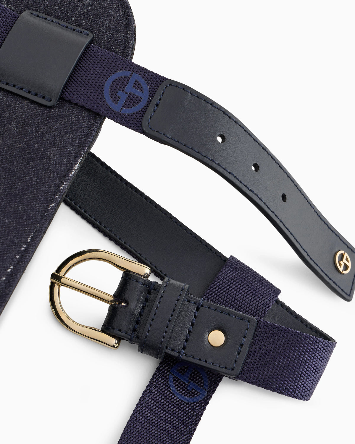 Pinstriped virgin wool and leather harness Poldo x Giorgio Armani