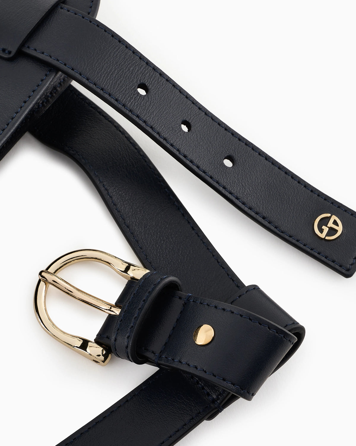 Leather harness with metal snap hooks and buckles Poldo x Giorgio Armani