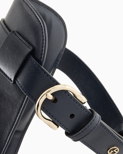 Leather harness with metal snap hooks and buckles Poldo x Giorgio Armani