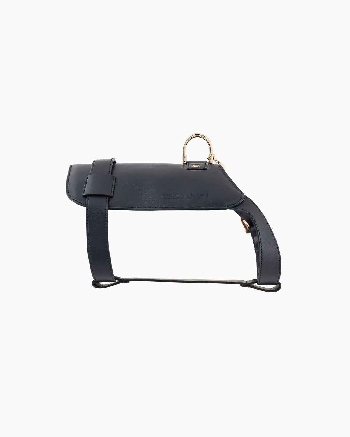 Leather harness with metal snap hooks and buckles Poldo x Giorgio Armani
