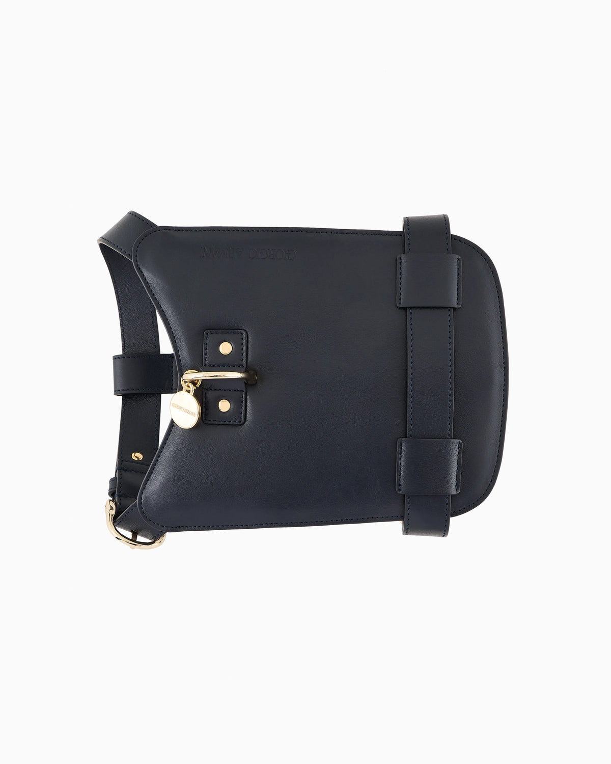 Leather harness with metal snap hooks and buckles Poldo x Giorgio Armani