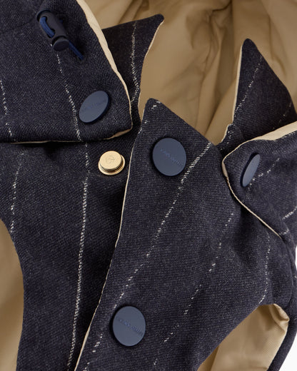 Poldo x Giorgio Armani Coat in pinstriped motif virgin wool