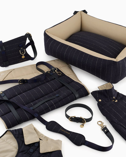 Poldo x Giorgio Armani Coat in pinstriped motif virgin wool