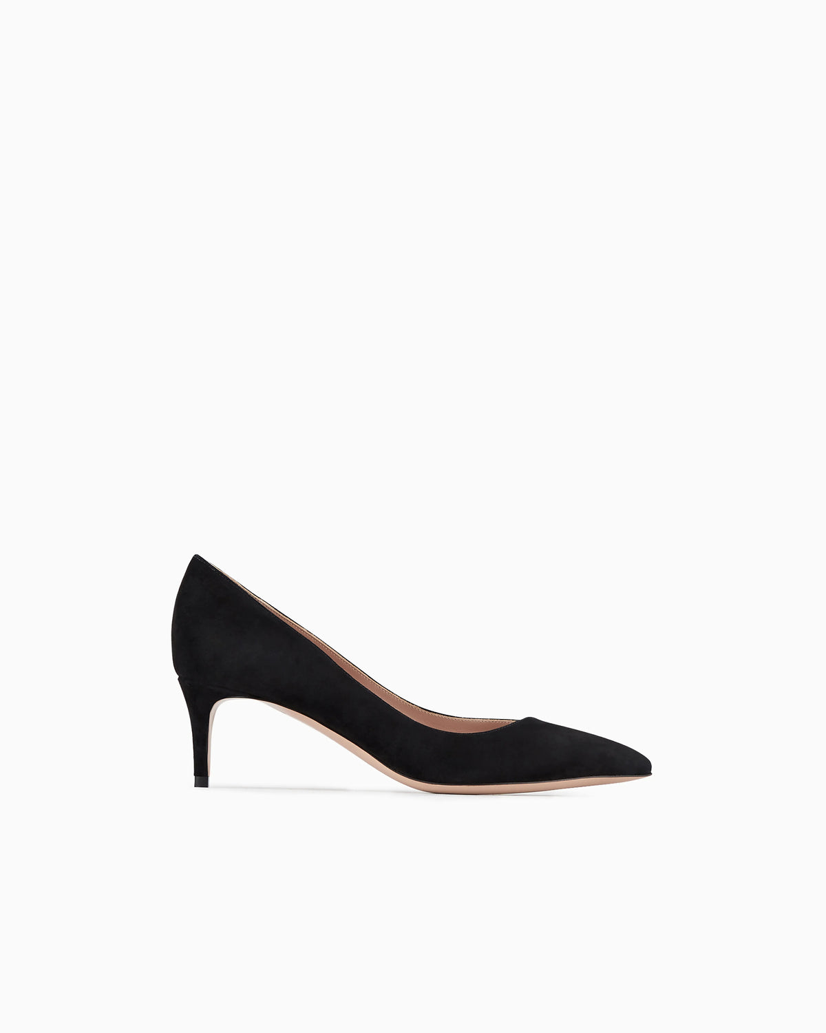 Suede court shoes with asymmetric top line