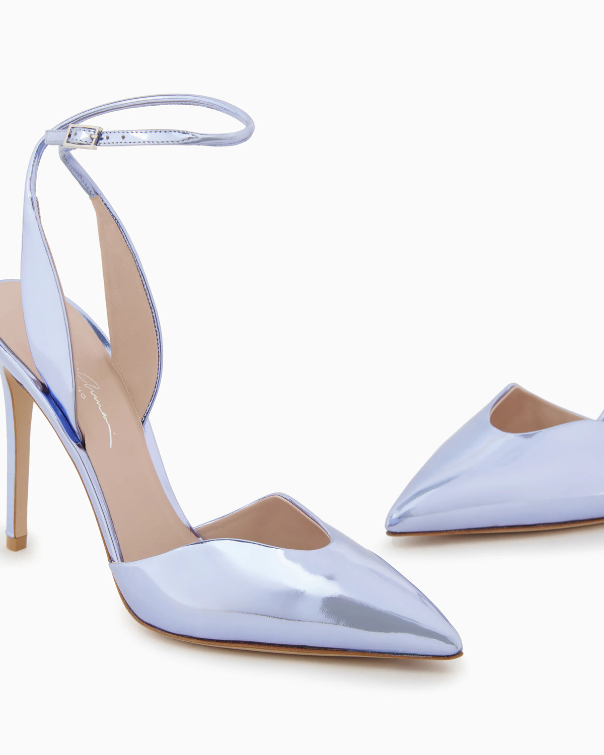 Lamé leather court shoes