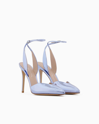 Lamé leather court shoes