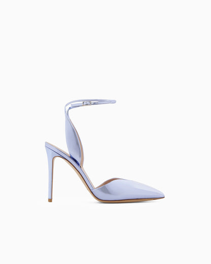 Lamé leather court shoes