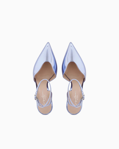 Lamé leather court shoes