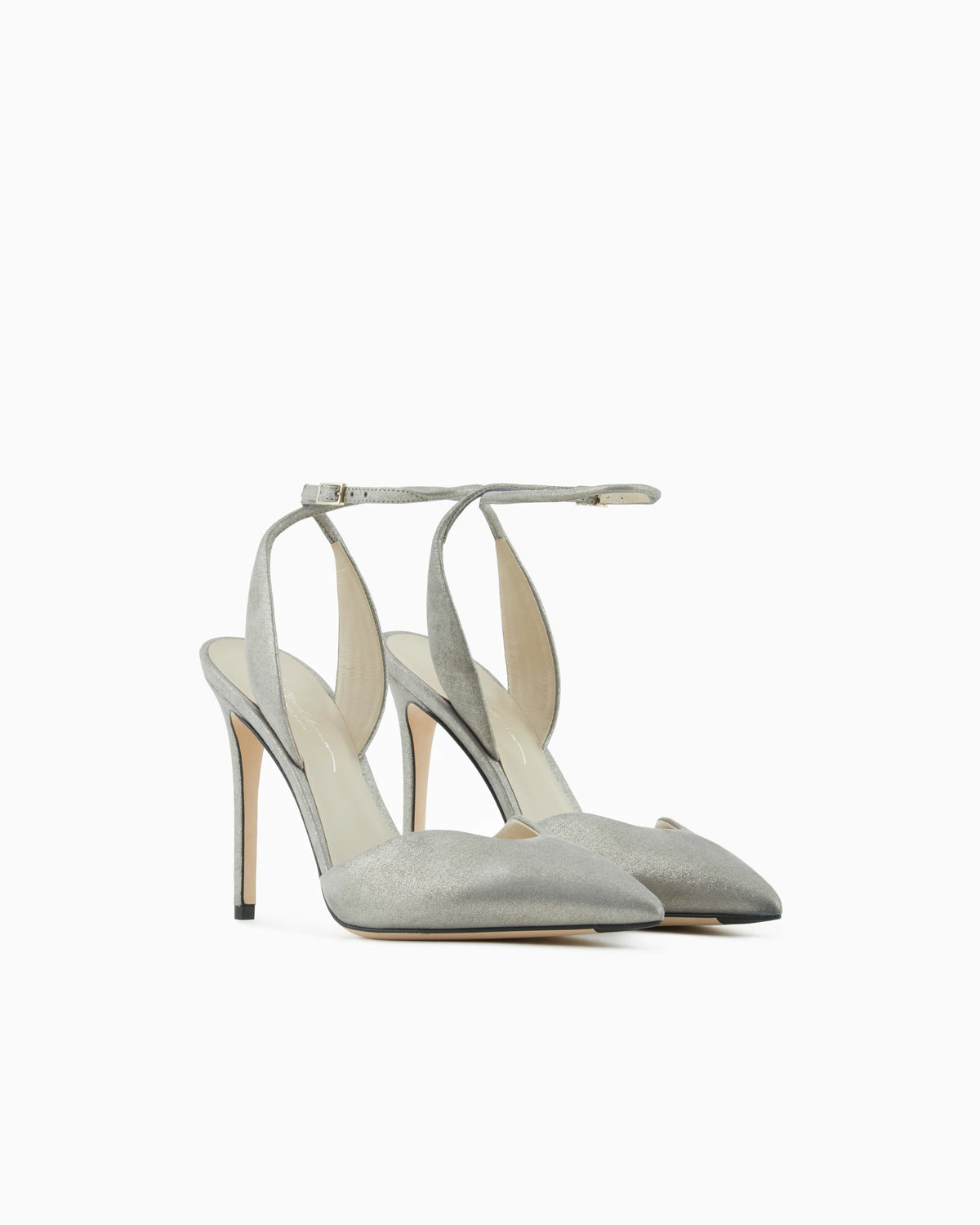 Liquid suede court shoes