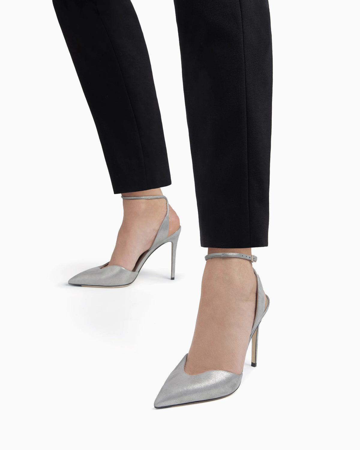 Liquid suede court shoes