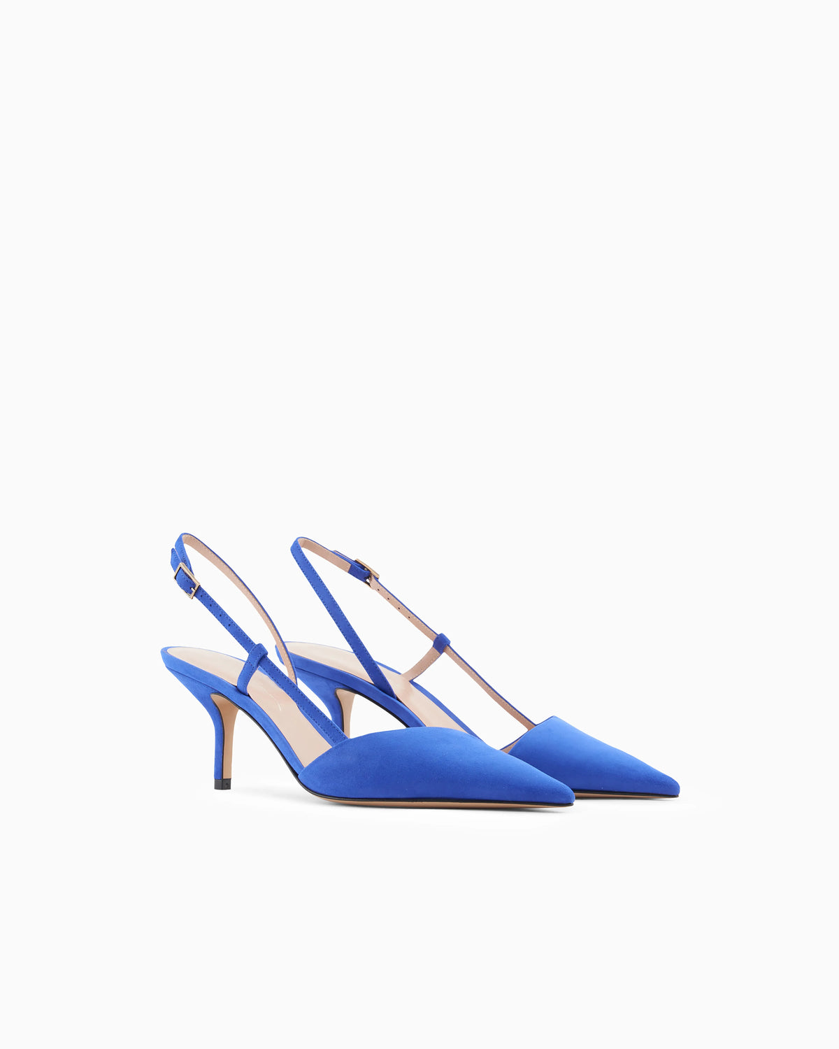 Laminated suede slingbacks