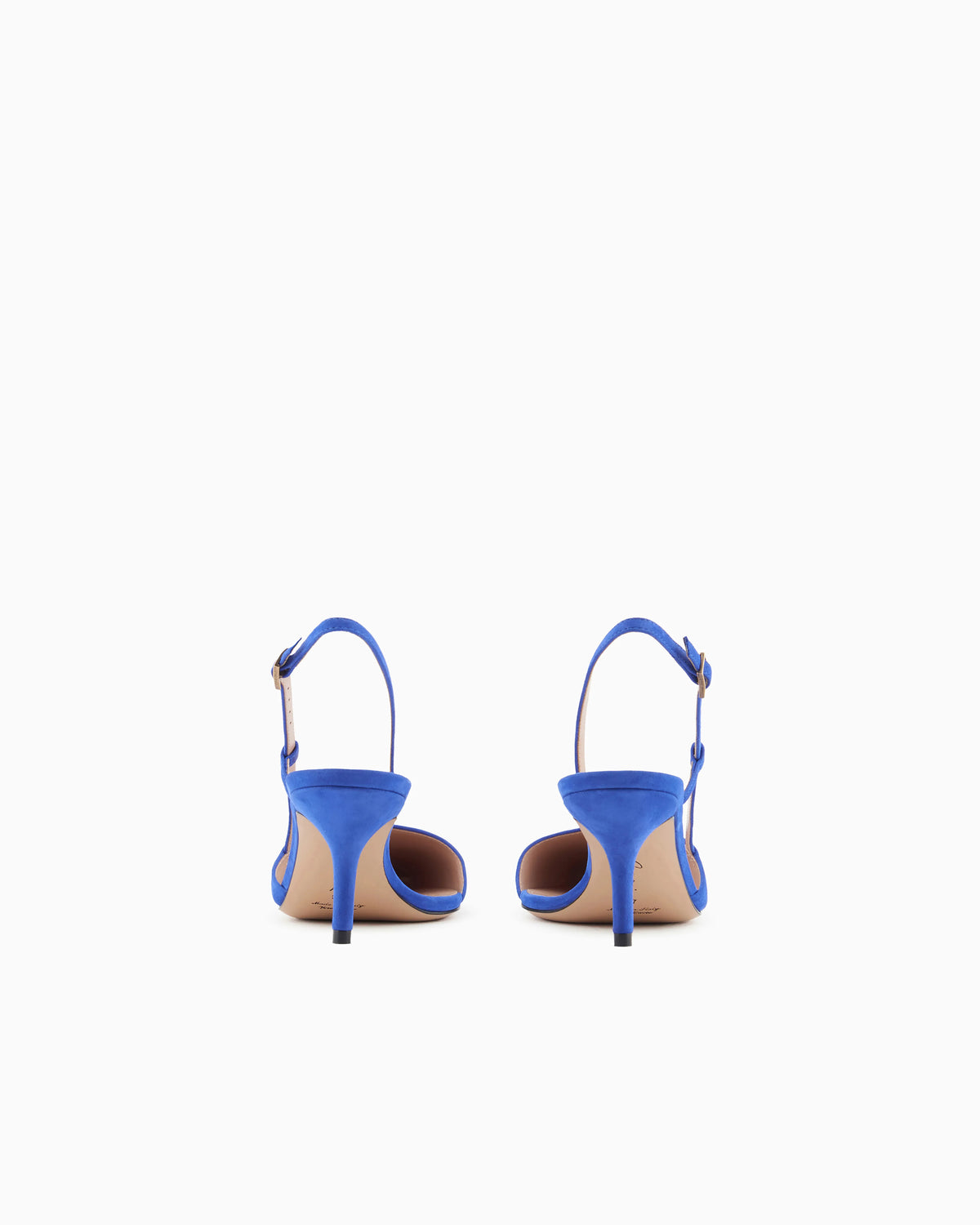 Laminated suede slingbacks