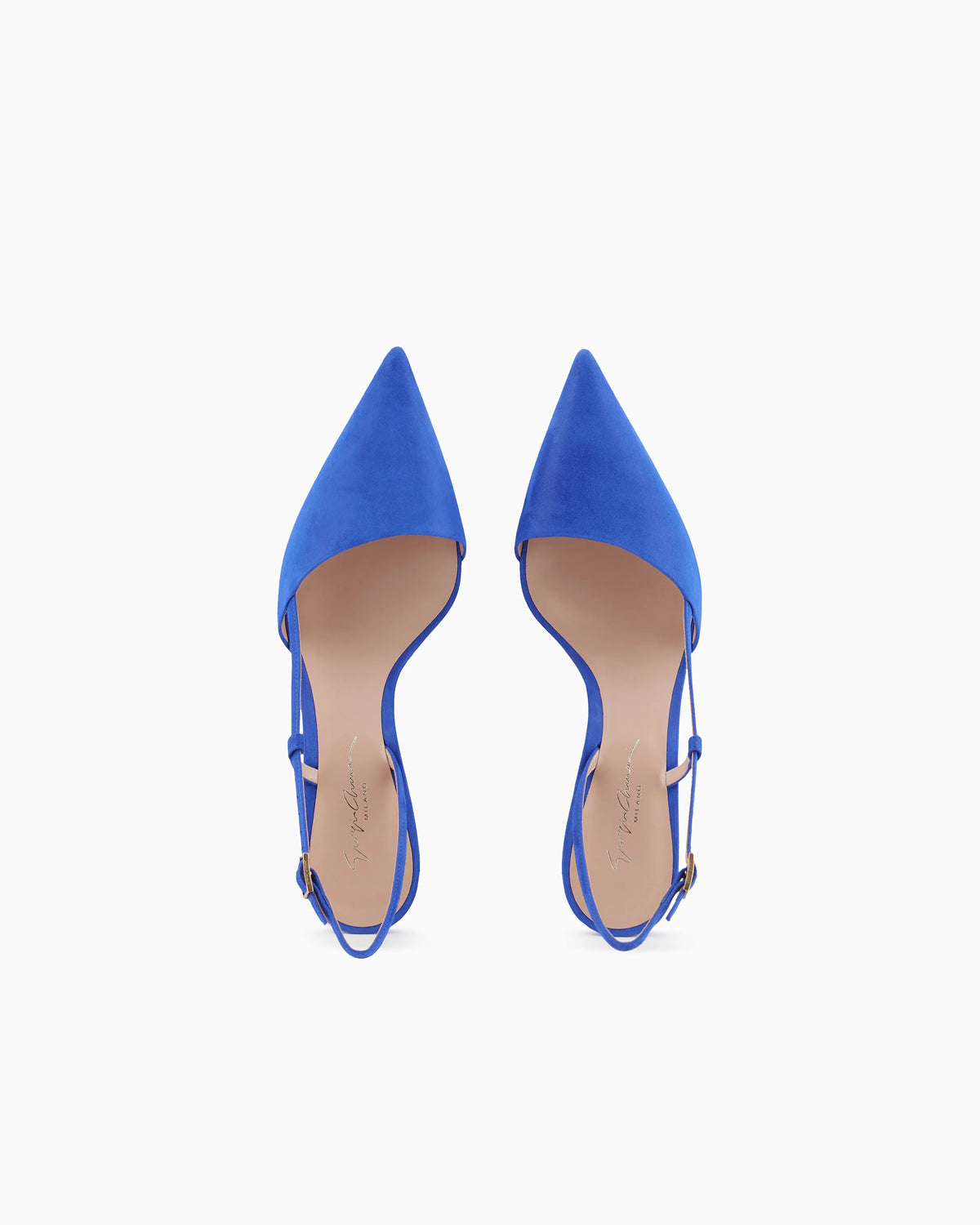 Laminated suede slingbacks