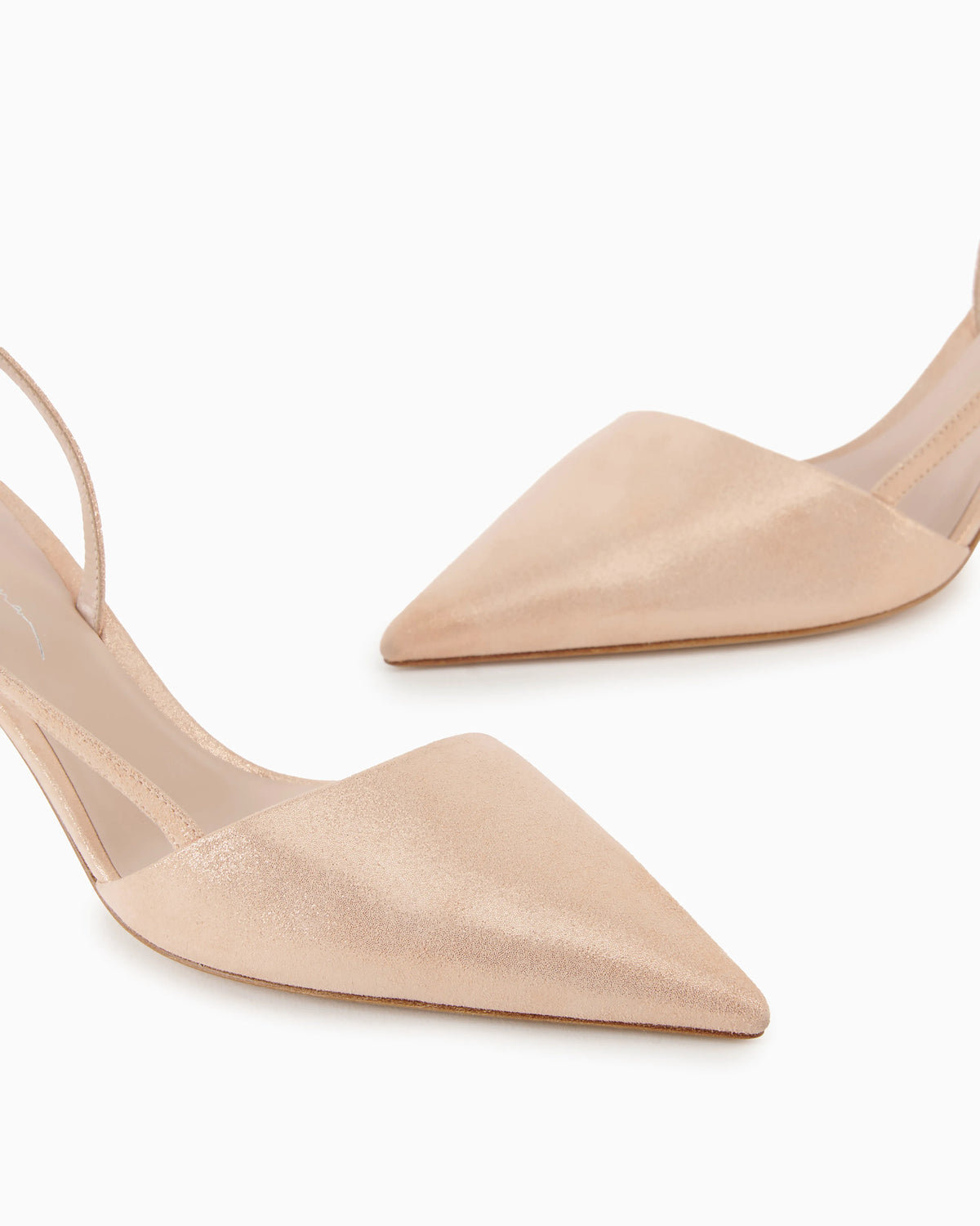 Laminated suede slingbacks