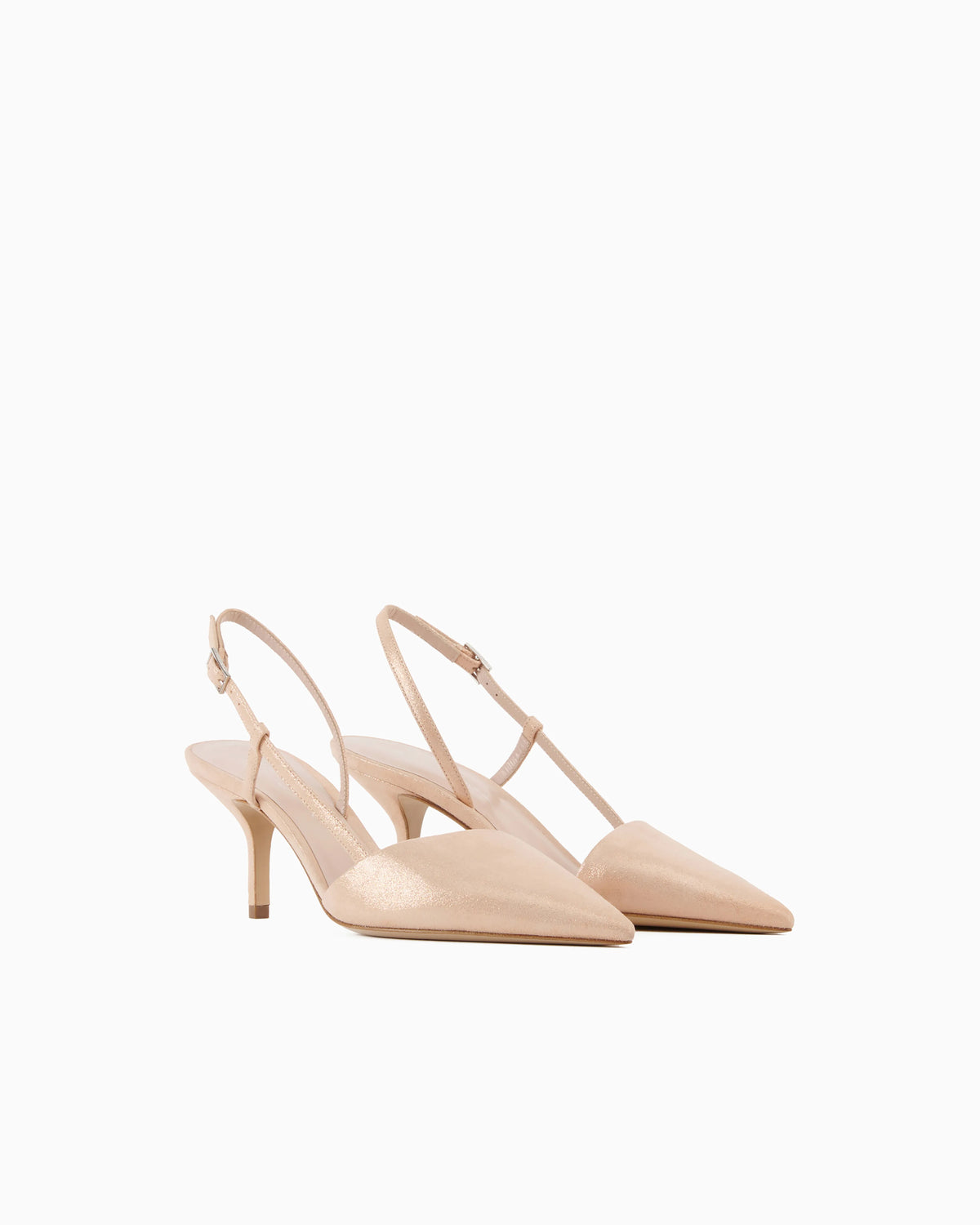 Laminated suede slingbacks